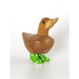 Ente Holz Mini Ente mit grünen Stiefeln Höhe...