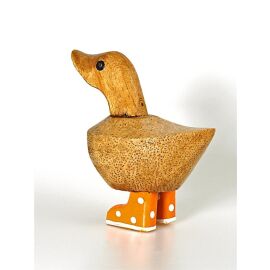 Ente Holz Mini Ente mit orangenen Stiefeln Höhe ca....
