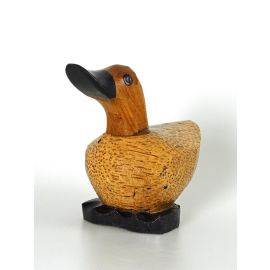 Ente Holz Mini Ente naturfarben mit schwarzen Füßen Höhe ca. 11-12 cm