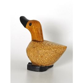 Ente Holz Mini Ente naturfarben mit schwarzen Füßen Höhe ca. 11-12 cm