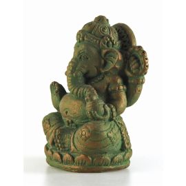 Ganesha aus Steinguss Höhe ca. 14 cm grün-antik