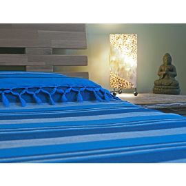 Tagesdecke "KERALA" azurblau gestreift 100% Cotton, ca. 150 x 230 cm