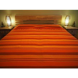 Tagesdecke "KERALA" mandarin-orange-gelb gestreift 100% Cotton, 2 Größen ca 150 x 230 cm