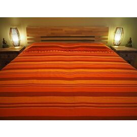 Tagesdecke "KERALA" mandarin-orange-gelb gestreift 100% Cotton ca 225 x 270 cm