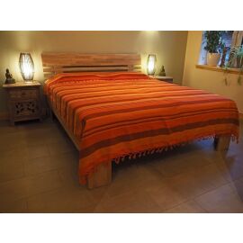 Tagesdecke "KERALA" mandarin-orange-gelb gestreift 100% Cotton ca 225 x 270 cm