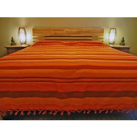 Tagesdecke "KERALA" mandarin-orange-gelb gestreift 100% Cotton ca 225 x 270 cm
