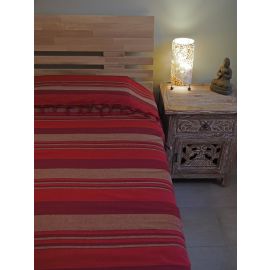 Tagesdecke "KERALA" bordeaux-rot-braun gestreift 100% Cotton, ca. 150 x 230 cm