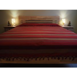 Tagesdecke "KERALA" bordeaux-rot-braun gestreift 100% Cotton, ca. 225 x 270 cm