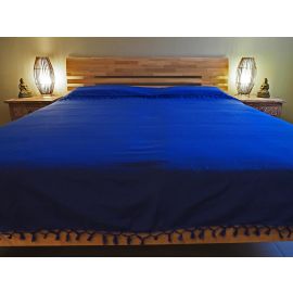 Tagesdecke "KERALA" royalblau unifarben 100% Cotton, ca. 225 x 270 cm