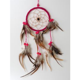 Traumfänger "Dream Catcher" mit pinkem Ring & Naturfedern, ca. 9x25 cm