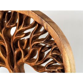 Baum des Lebens im Ring aus Suar Holz, naturfarben, ca. 20 cm groß