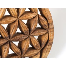 Blume des Lebens im Ring aus Suar Holz, naturfarben, ca. 20 cm groß