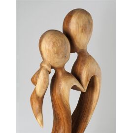 Küssendes Paar aus Suar Holz, naturfarben, ca. 40 cm hoch