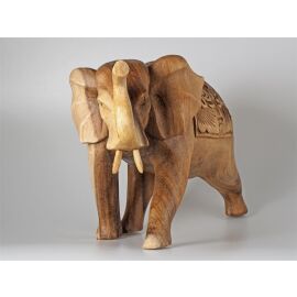 "Asiatischer Elefant" Figur aus Suar Holz, naturfarben, ca. 34 cm lang