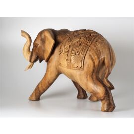 "Asiatischer Elefant" Figur aus Suar Holz, naturfarben, ca. 34 cm lang
