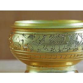 Räucherschale aus Metall goldfarben mit unifarbener Ranke; ca. 6 cm breit