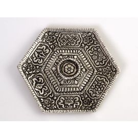 Räucherstäbchenhalter "Hexagon" mit floraler Verzierung | ca. 9,5 cm Durchmesser