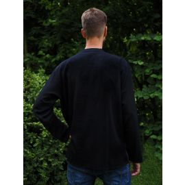 Hemd mit Stehkragen & Brusttasche schwarz 100% Baumwolle Cotton aus Nepal XL