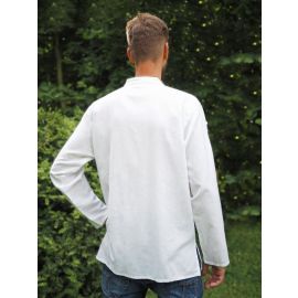 Hemd mit Stehkragen & Brusttasche weiß 100% Baumwolle Cotton aus Nepal S-XXXL