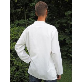 Hemd mit Stehkragen & Knebelknöpfen weiß 100% Baumwolle Cotton aus Nepal S-XXXL