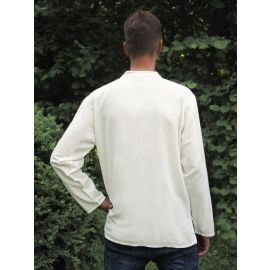 Hemd mit Stehkragen & Brusttasche creme 100% Baumwolle Cotton aus Nepal XXL