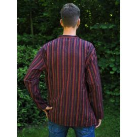 Fischerhemd mit Brusttasche mehrfarbig gestreift 100% Baumwolle Cotton aus Nepal XXXL