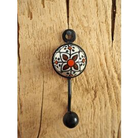 Garderobenhaken Kleiderhaken Metall mit buntem Blumen-Motiv | ca. 9,5 cm lang