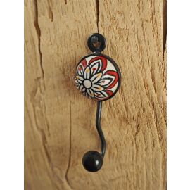 Garderobenhaken Kleiderhaken Metall mit buntem Blumen-Motiv | ca. 9,5 cm lang
