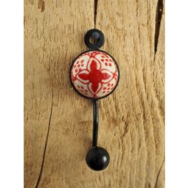 Garderobenhaken Kleiderhaken Metall mit buntem Blumen-Motiv | ca. 9,5 cm lang