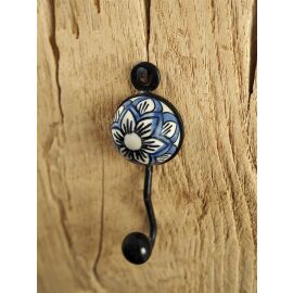 Garderobenhaken Kleiderhaken Metall mit farbigem Blumen-Motiv | ca. 9,5 cm lang