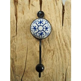 Garderobenhaken Kleiderhaken Metall mit farbigem Blumen-Motiv | ca. 13 cm lang