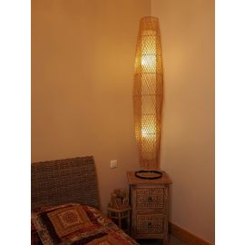 Stehlampe mit Rattan Holzstäben | ca. 120 cm Höhe