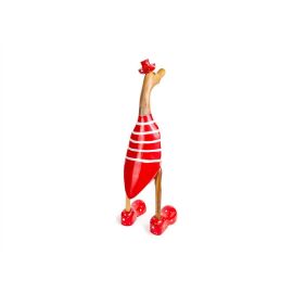 Ente Holz rot-weiss gestreift mit Hut ca.40 cm