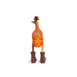 Ente Holz pink-geblümt mit Stiefeln und Hut ca 25 cm