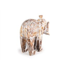 Elefant Holz white wash  20 cm