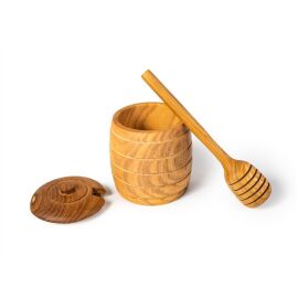 Honigtopf mit Speziallöffel Teak Holz