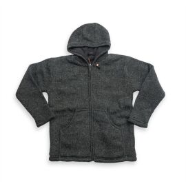 Wolljacke einfarbig mit Kapuze