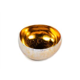 Kokosnuss Schale Teelicht/Dekozwecke weiß-gold klein