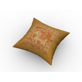 Kissenhülle 40 x 40 Brokat mit Elefant Motiv gold - gelb
