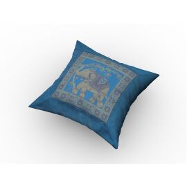 Kissenhülle 40 x 40 Brokat mit Elefant Motiv blau