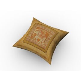 Kissenhülle Brokat Elefanten Motiv 50 x 50 cm gold gelb
