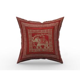 Kissenhülle Brokat Elefanten Motiv 50 x 50 cm rot