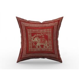 Kissenhülle Brokat Elefanten Motiv 50 x 50 cm rot