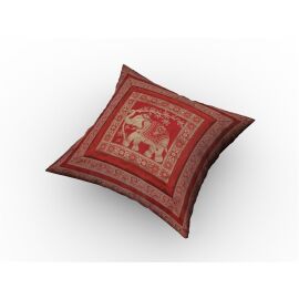 Kissenhülle Brokat Elefanten Motiv 50 x 50 cm rot