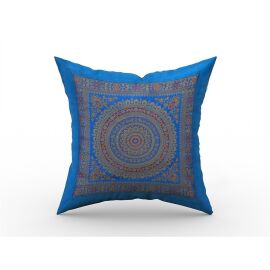 Kissenhülle 50 x 50 cm Brokat Mandala blau