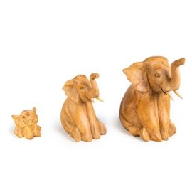Elefant sitzend aus Suar Holz (10cm)