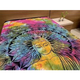 Decke bedruckt, Überwurf Buddha ca 140x210 cm multicolor