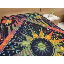 Decke bedruckt, Überwurf Sonne - Mond ca 140x210 cm multicolor