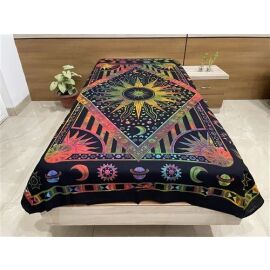 Decke bedruckt, Überwurf Sonne - Mond ca 140x210 cm multicolor