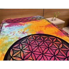 Decke bedruckt, Überwurf Blume des Lebens multicolor...